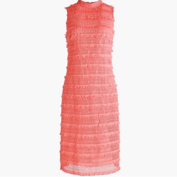 J Crew Coral fringe sleeveless dress - Picture 1 of 6